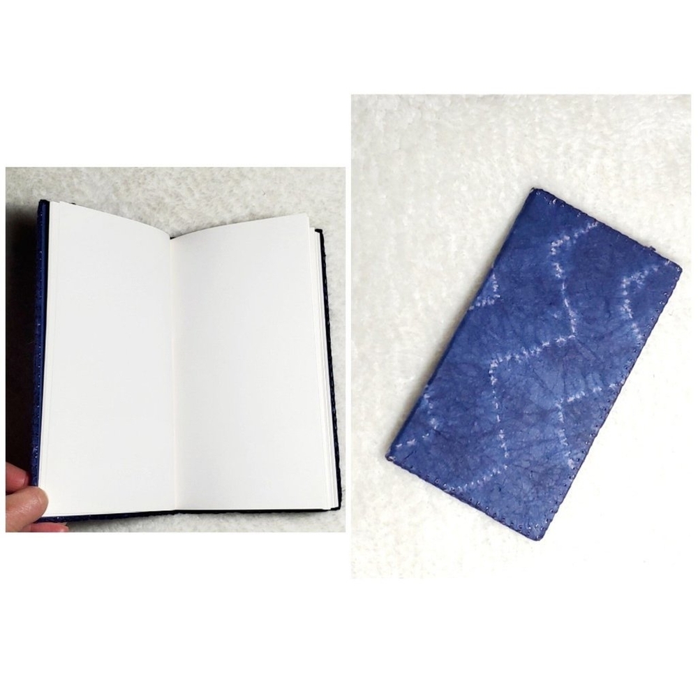 NEW Anthropologie Boho Shibori Blue Dyed Paper 8"x4.5" Notebook Travel Journal